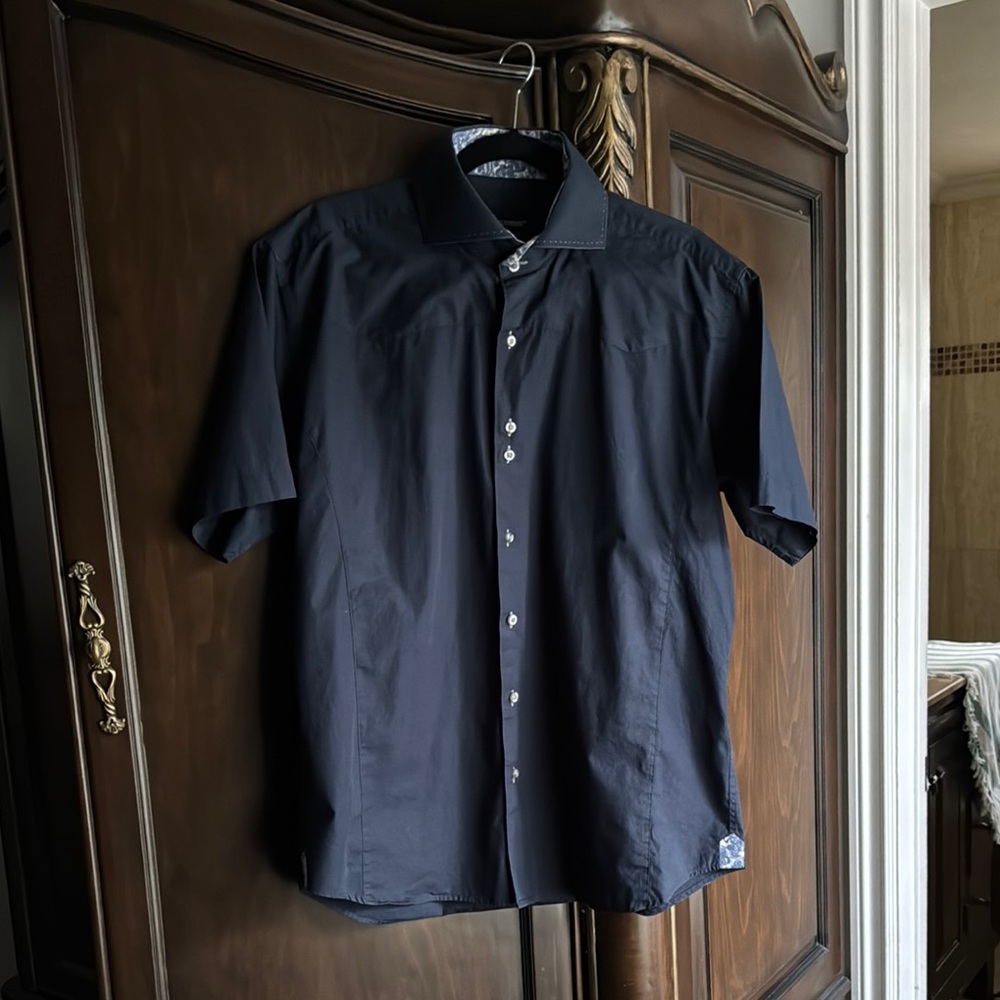 BOGOSSE  Men's Navy Blue Short Sleeve Shirt size5